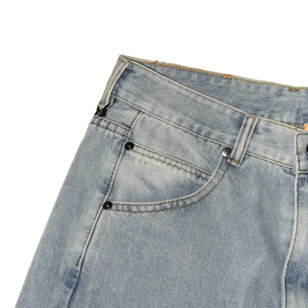 DISTRESSED WASHED BAGGY SHORT JEANS IN BLUE