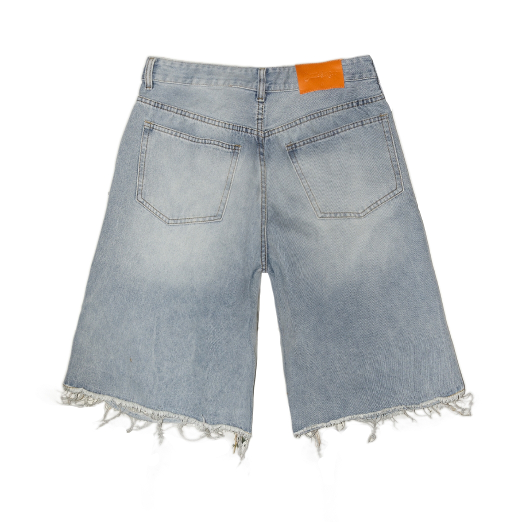 DISTRESSED WASHED BAGGY SHORT JEANS IN BLUE