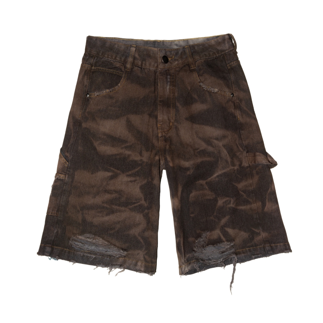 WRINKLE WASHED BAGGY JEANS IN BROWN