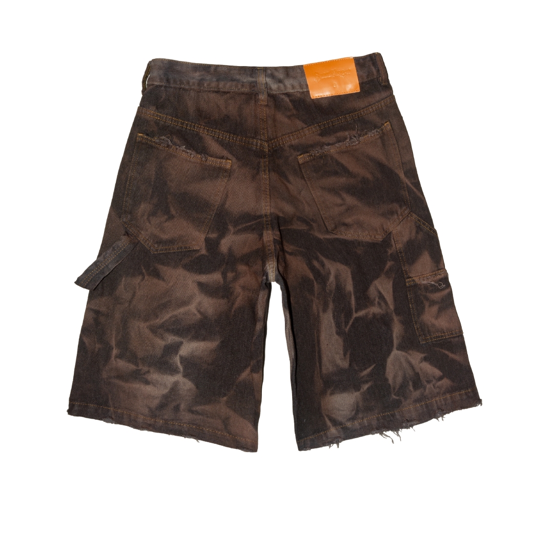 WRINKLE WASHED BAGGY JEANS IN BROWN