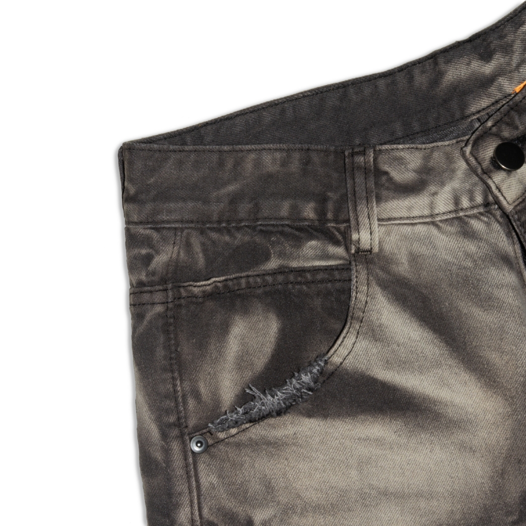 WRINKLE WASHED BAGGY SHORT JEANS IN GREY