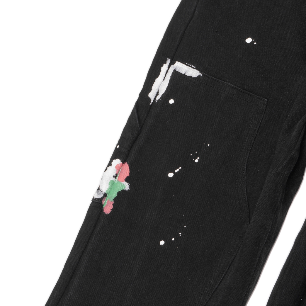 SPLASHED FLARE JEANS IN BLACK