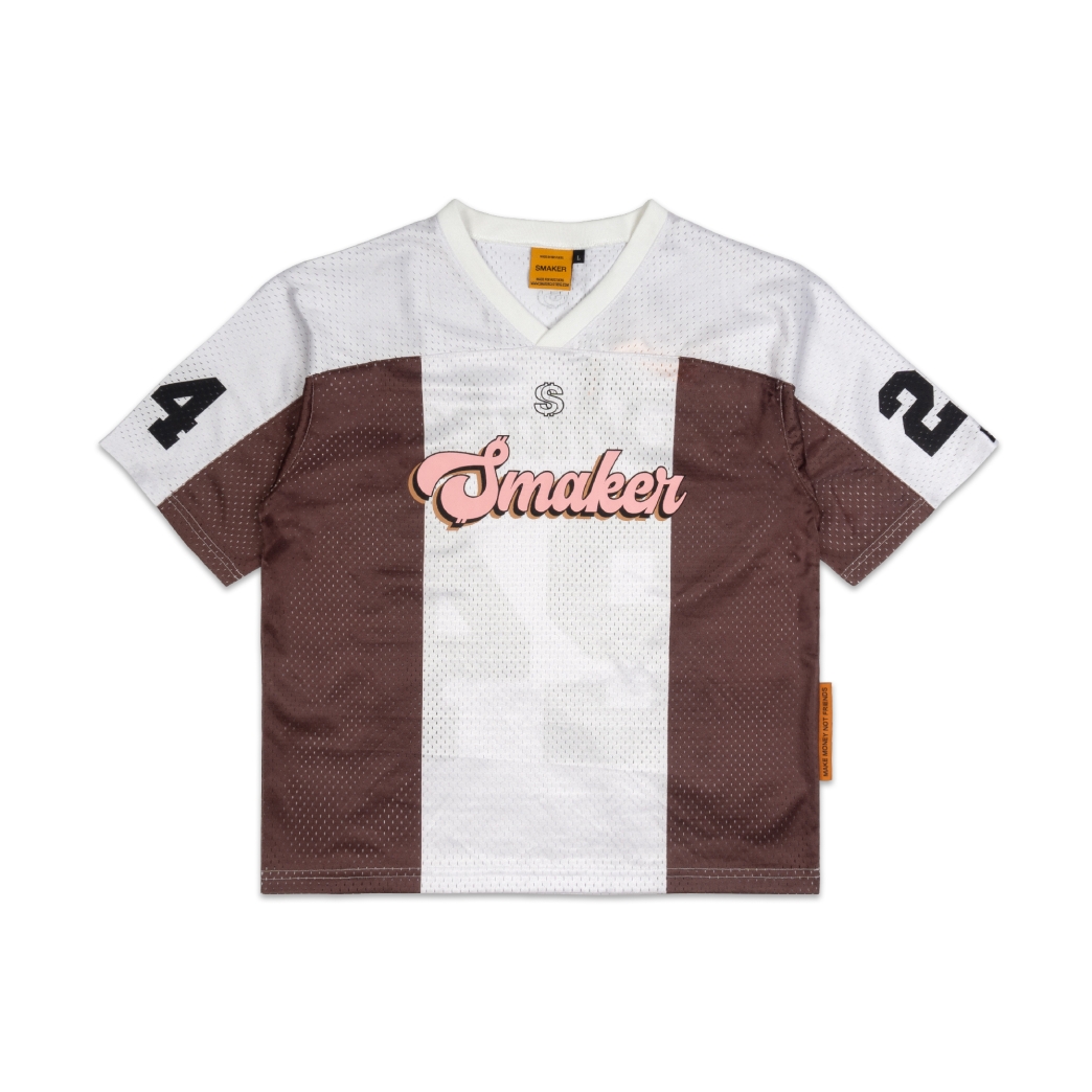24 MESH JERSEY IN STRIPE WHITE/ BROWN
