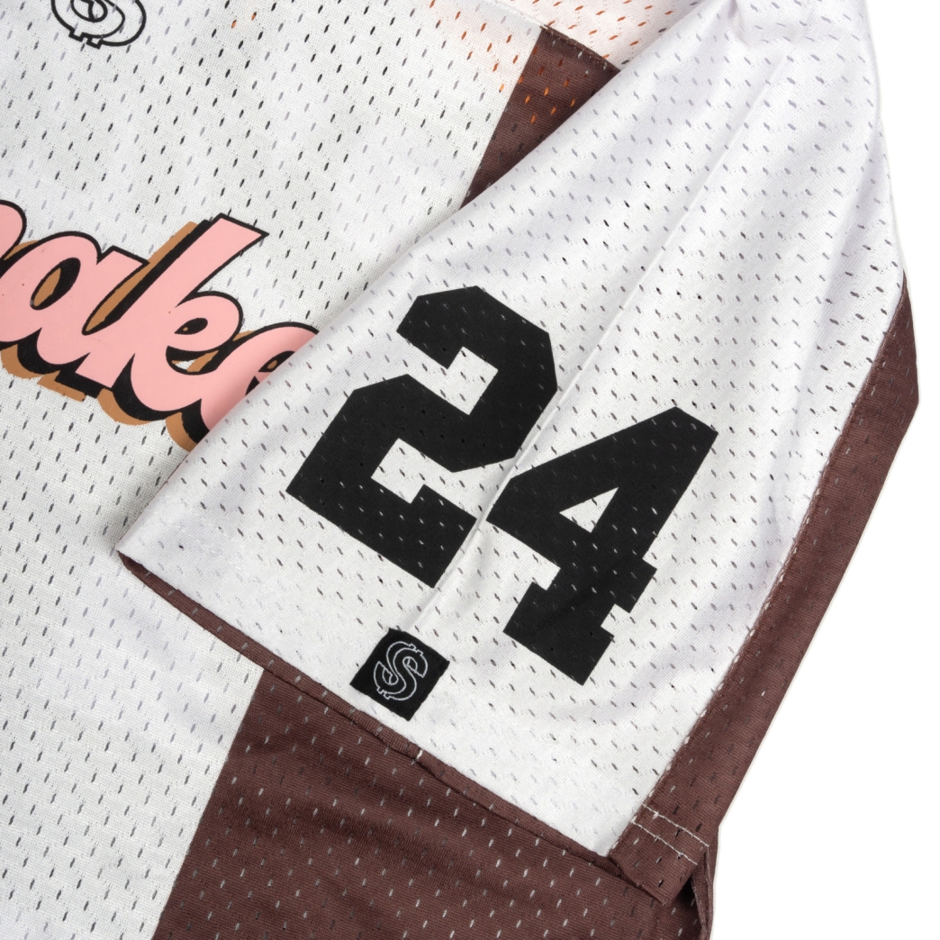 24 MESH JERSEY IN STRIPE WHITE/ BROWN