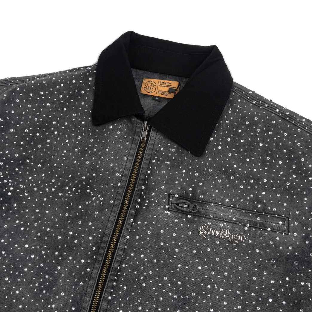 $MAKER $TUDIO $WAROVSKI WASHED WORKER JACKET IN GREY