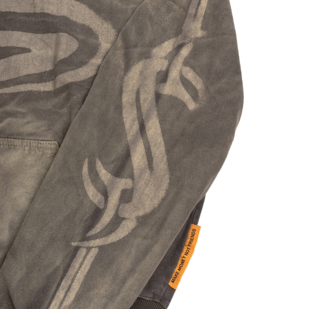 NEW LOGO WASHED ZIP HOODIE IN BROWN