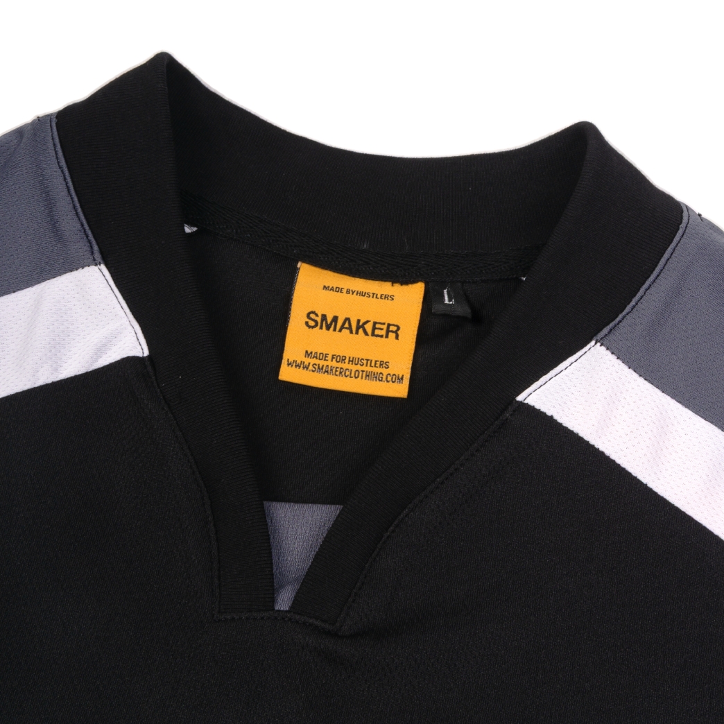 $MAKER SPEEDWAY SOCCER JERSEY IN BLACK/GREY