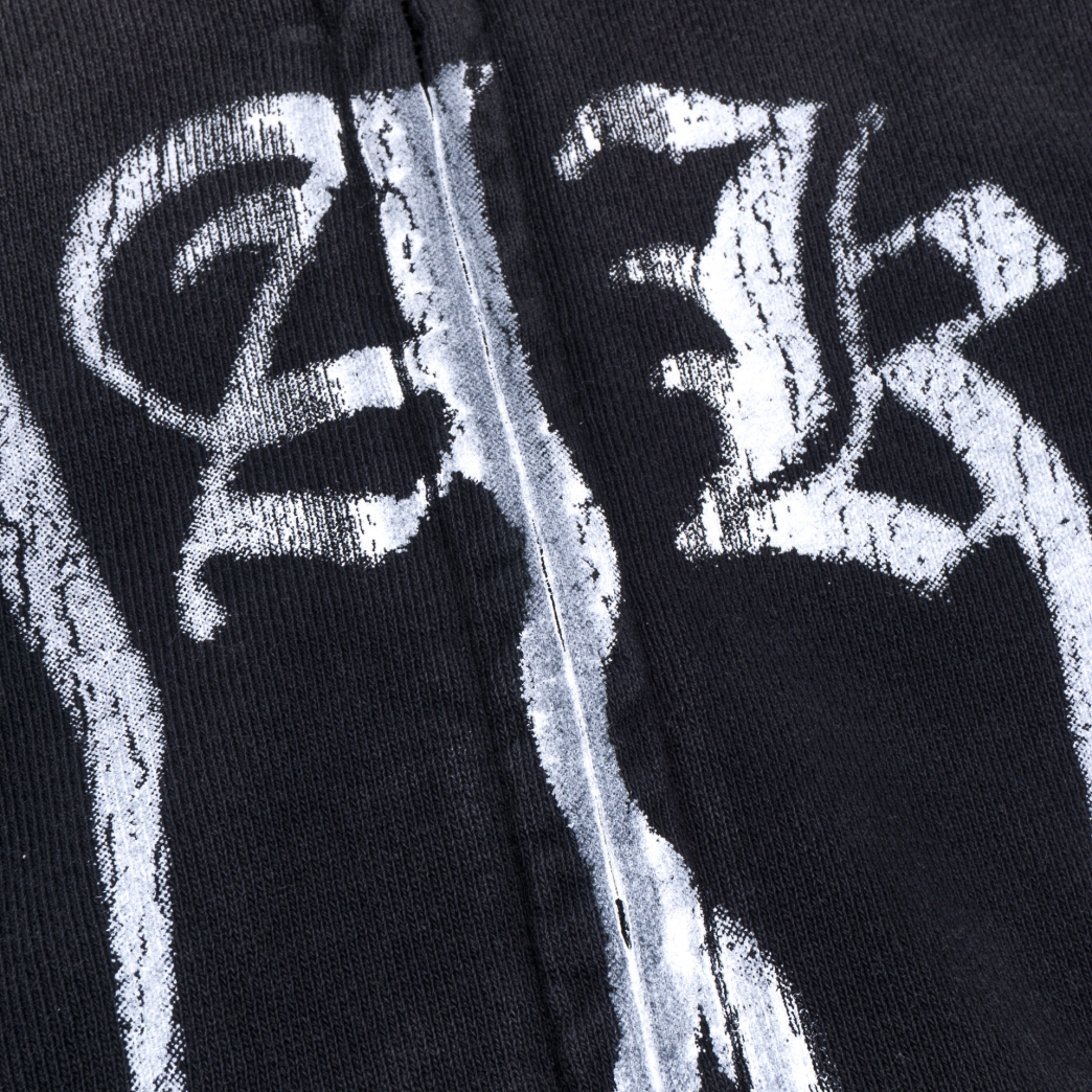 FLAME $MAKER WASHED ZIP HOODIE IN BLACK