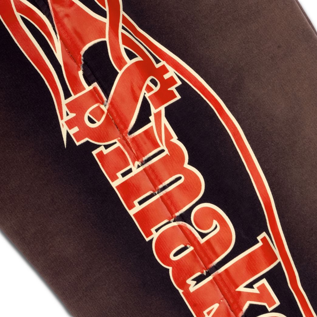 FIRE LOGO WASHED SWEAT PANTS IN BROWN