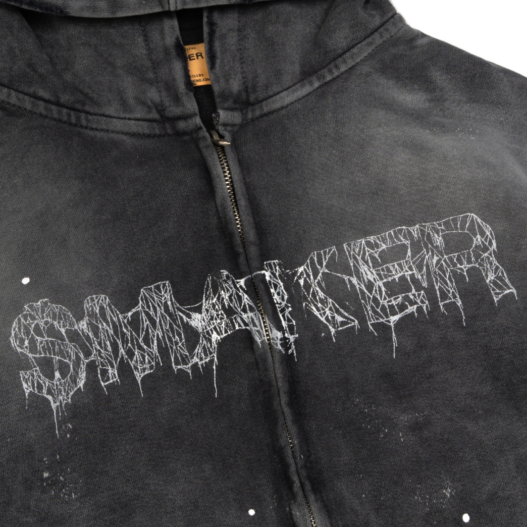 $MAKER WEB DOUBLE ZIPS WASHED HOODIE IN GREY