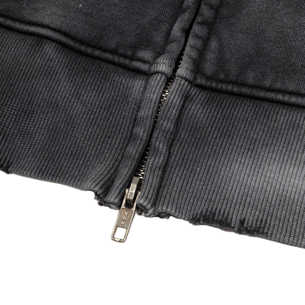 $MAKER WEB DOUBLE ZIPS WASHED HOODIE IN GREY