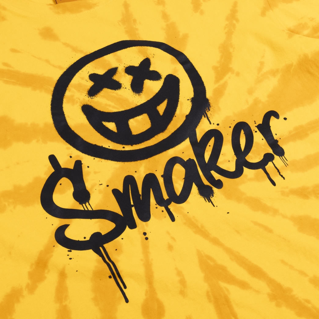 SMILEY TIE DYE TEE IN YELLOW