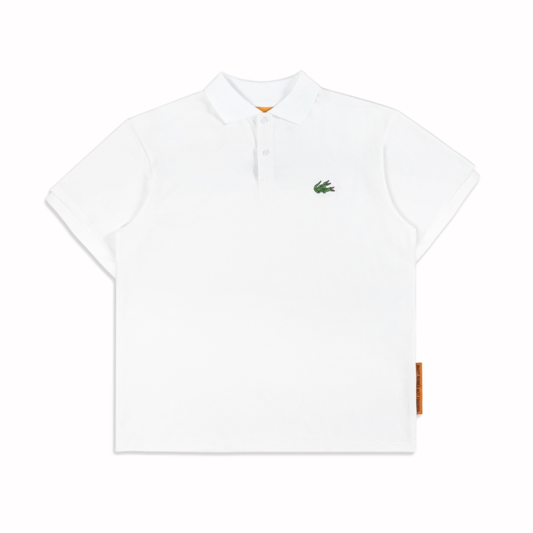 "CÁ SẤU CÕNG NHAU" POLO IN WHITE