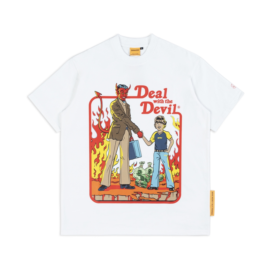 DEAL WITH THE DEVIL TEE IN WHITE