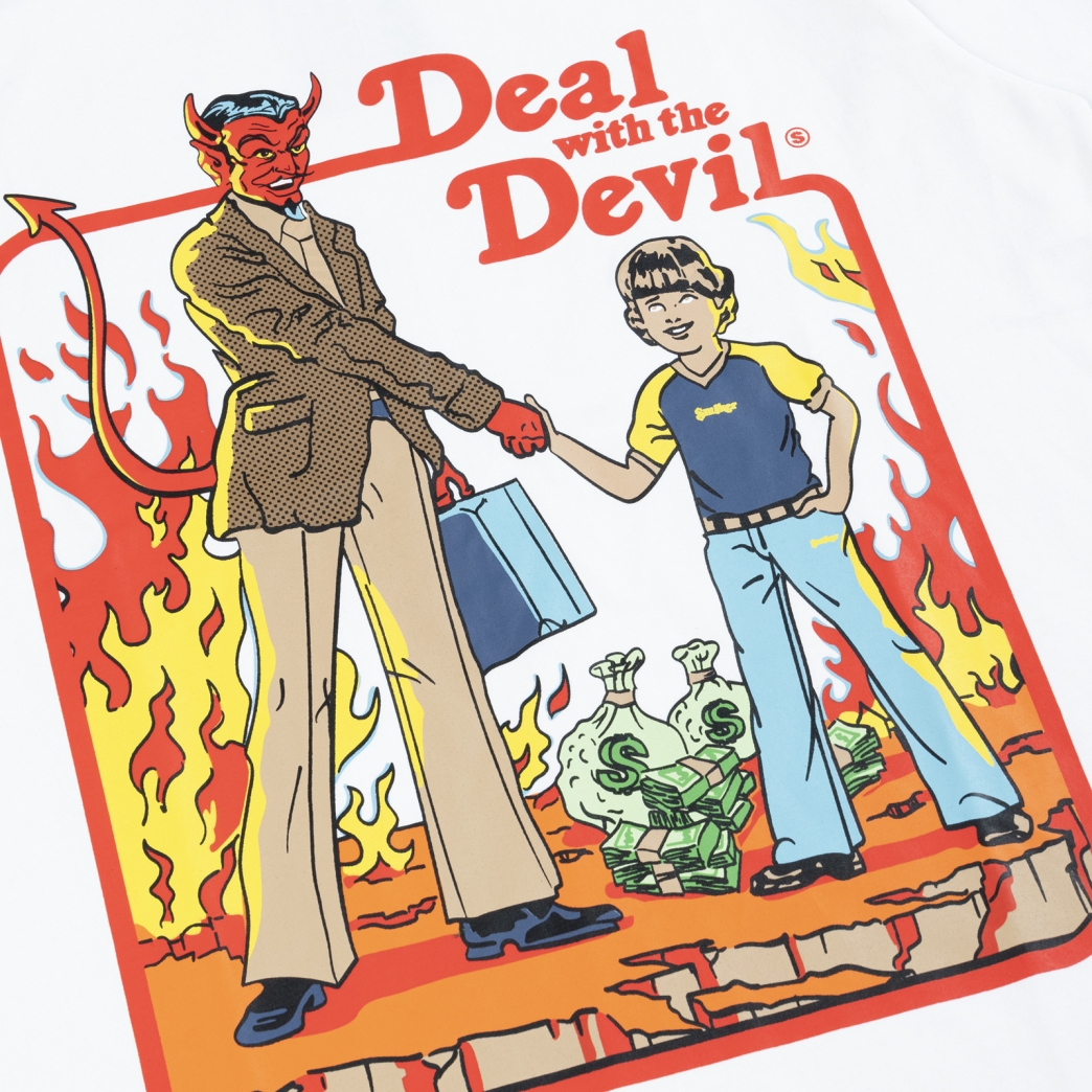 DEAL WITH THE DEVIL TEE IN WHITE