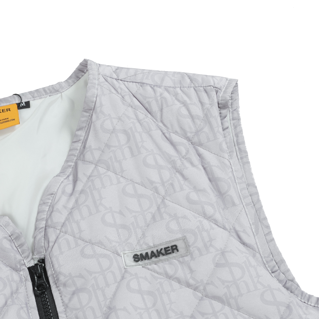 LOGO PUFFER VEST IN GREY
