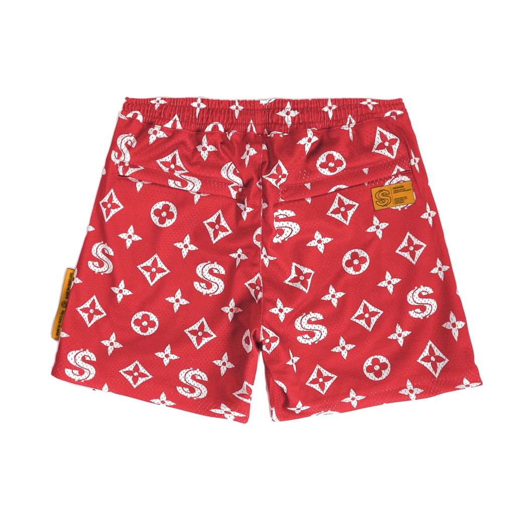 PATTERN LOGO MESH SHORT IN RED