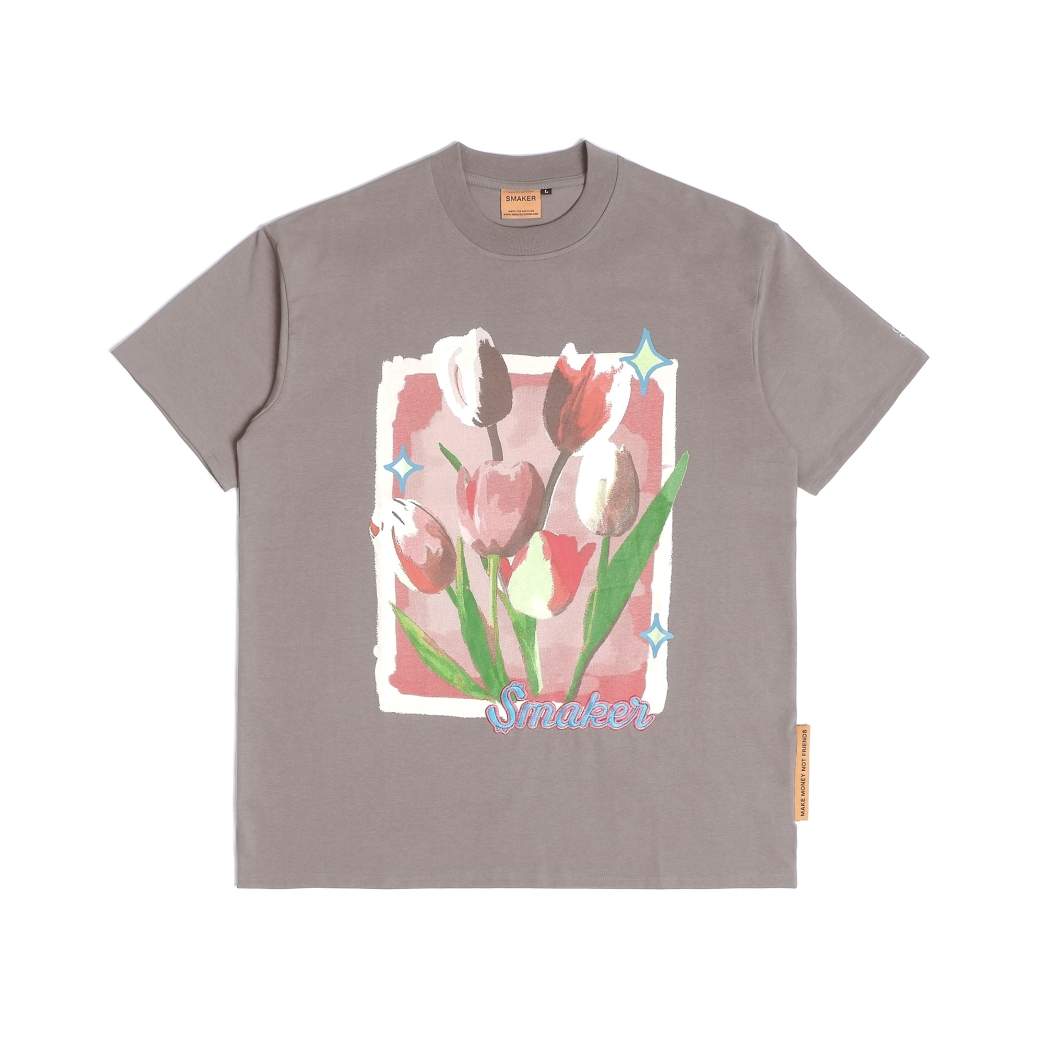 FLOWERS 4 U TEE IN BROWN