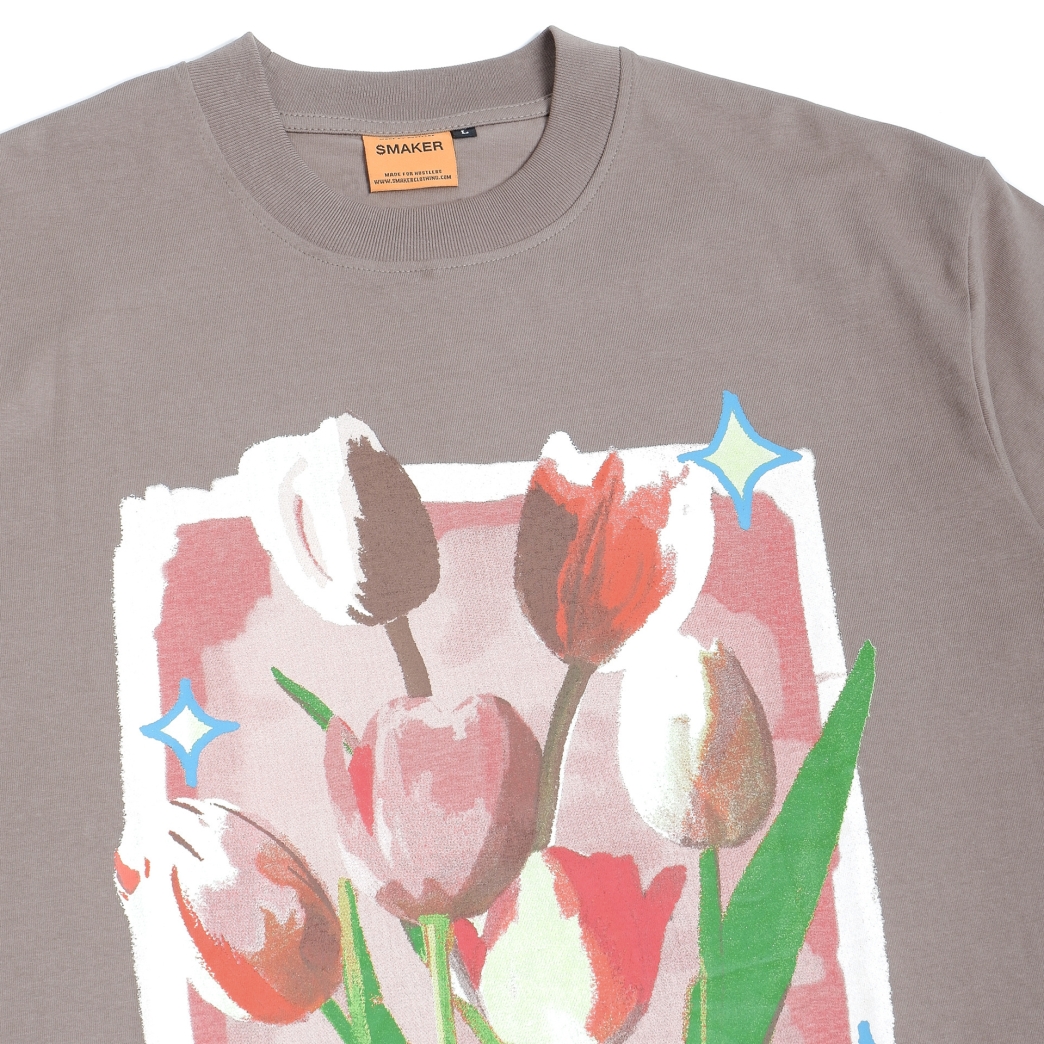 FLOWERS 4 U TEE IN BROWN