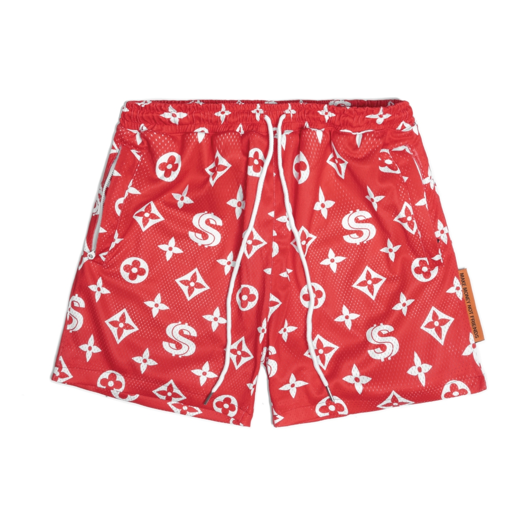 PATTERN LOGO MESH SHORT IN RED