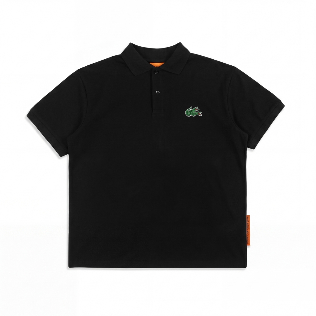"CÁ SẤU CÕNG NHAU" POLO IN BLACK