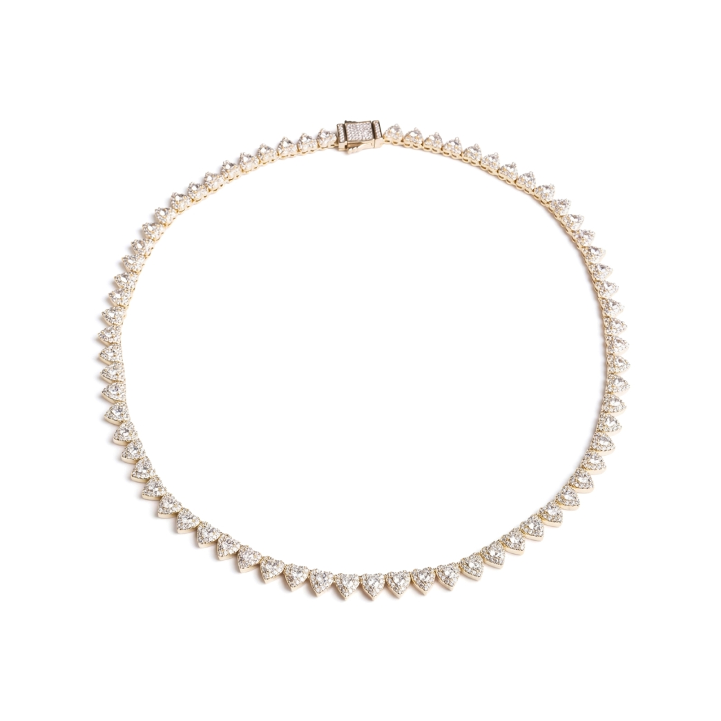 HEARTS LINK ICED OUT NECKLACE