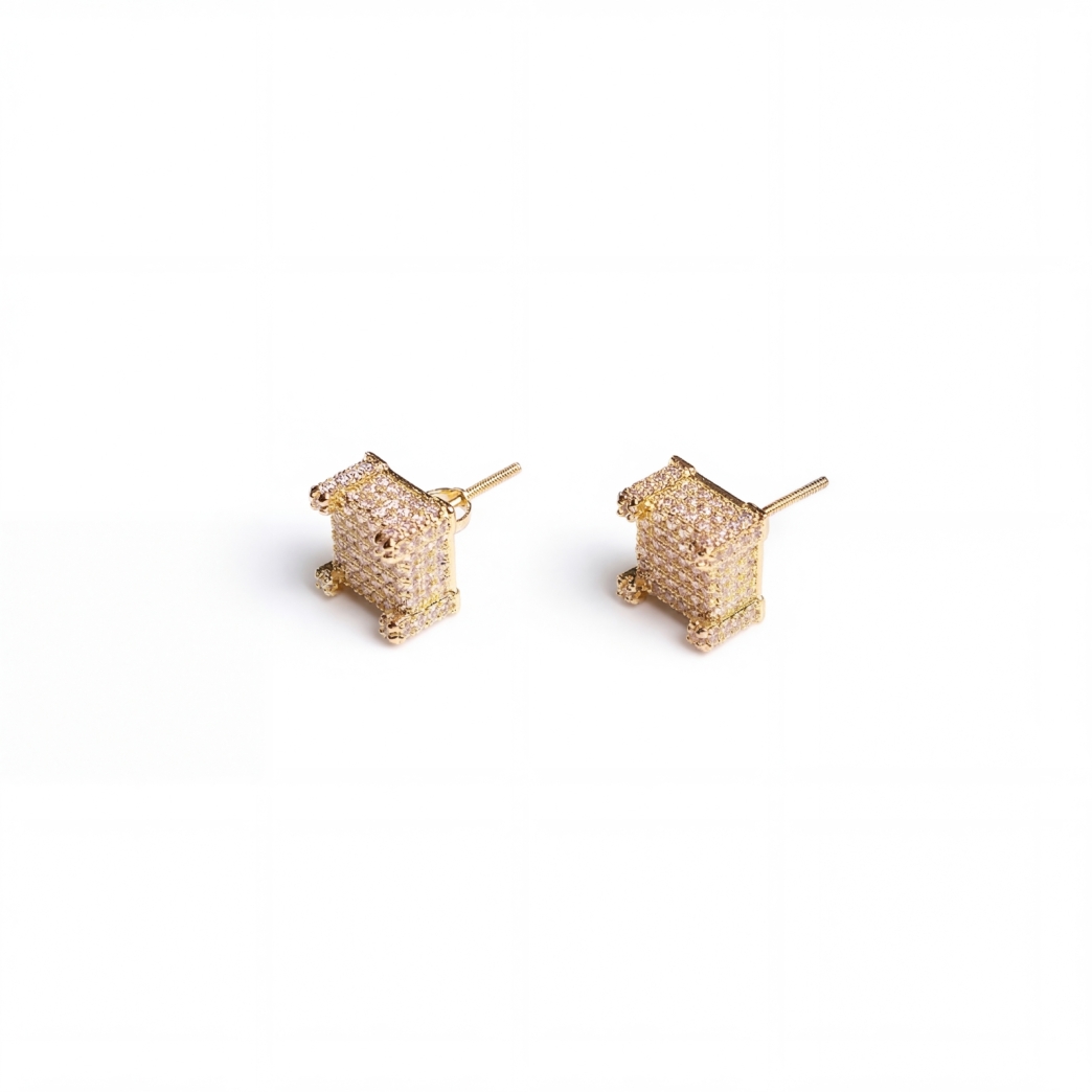 SQUARE ICED OUT EARRINGS