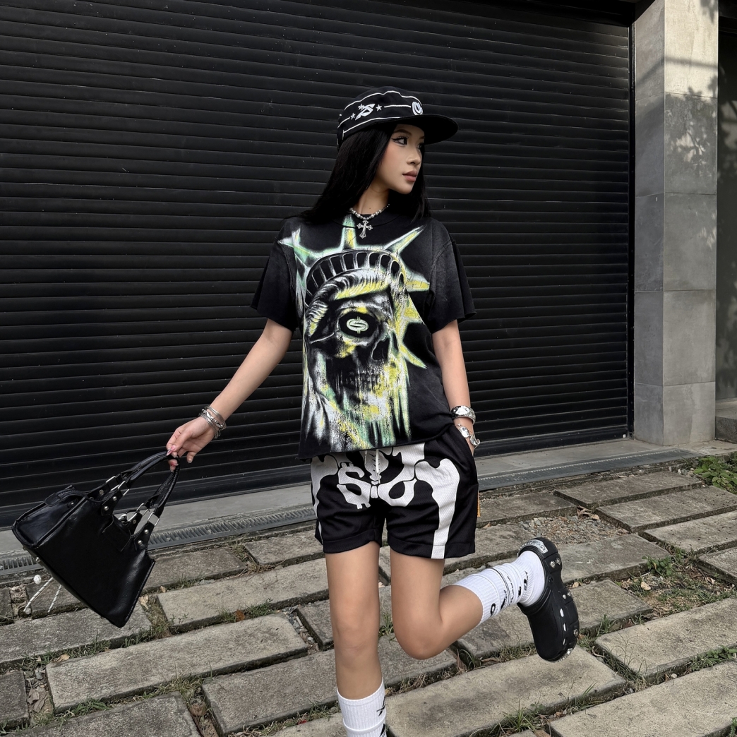 STAY LOW MOVE LETHAL WASHED TEE IN BLACK 