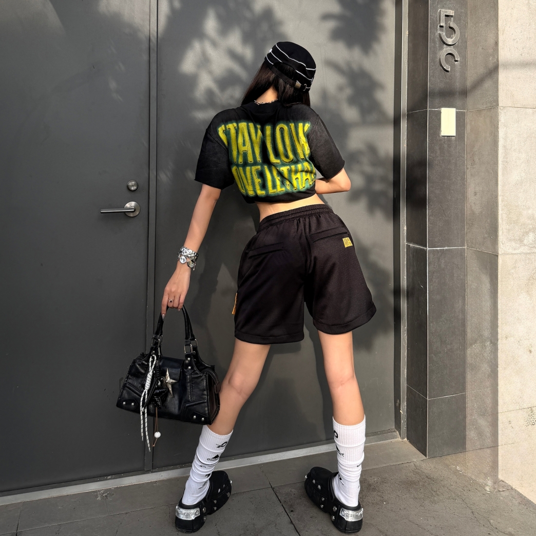 STAY LOW MOVE LETHAL WASHED TEE IN BLACK 