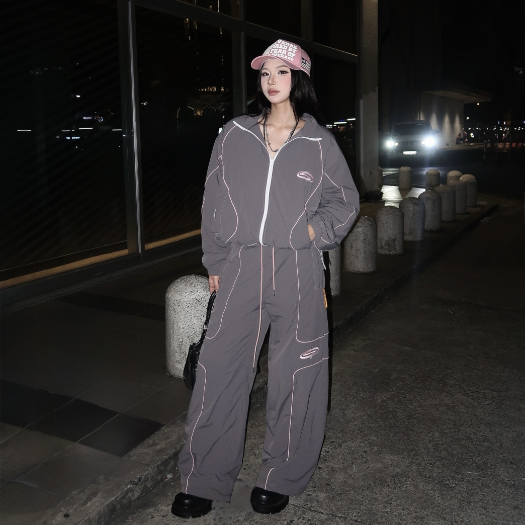 $MAKER NYLON TRACKSUIT PANTS IN GREY