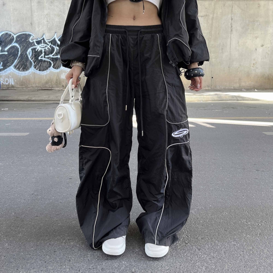 $MAKER NYLON TRACKSUIT PANTS IN BLACK