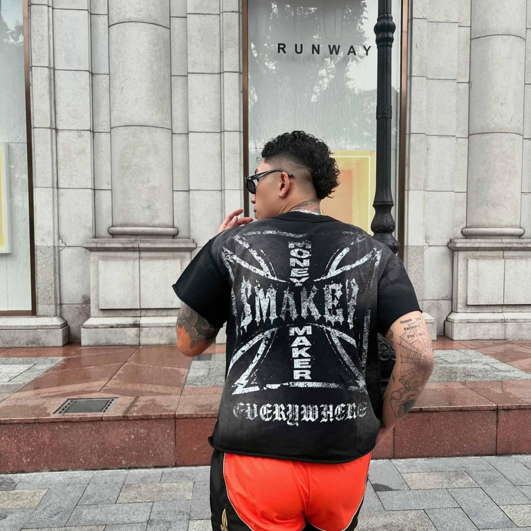 $MAKER EVERYWHERE CROSS WASHED TEE IN BLACK