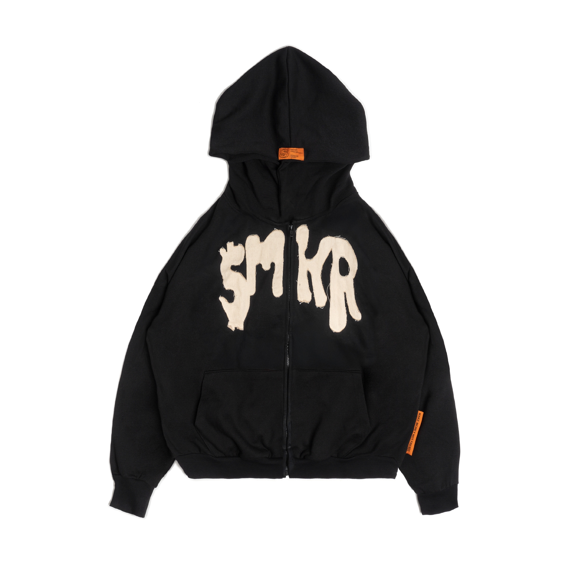 SMKR ZIP HOODIE IN BLACK