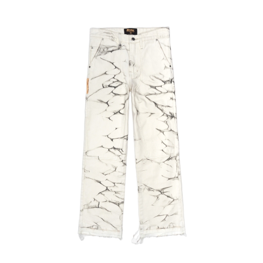 WAVY WASHES DOUBLE KNEES PANTS IN WHITE