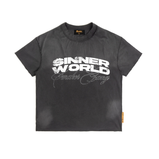 SINNER WORLD WASHED TEE IN GREY