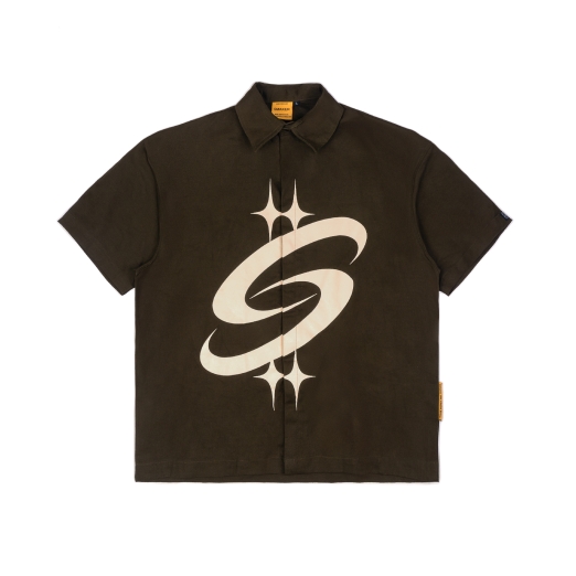 BIG LOGO KHAKI SHIRT IN BROWN