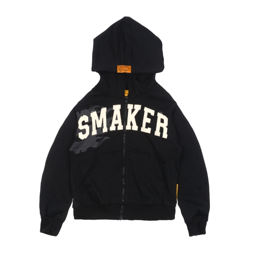 PATCH LOGO ZIP HOODIE IN BLACK