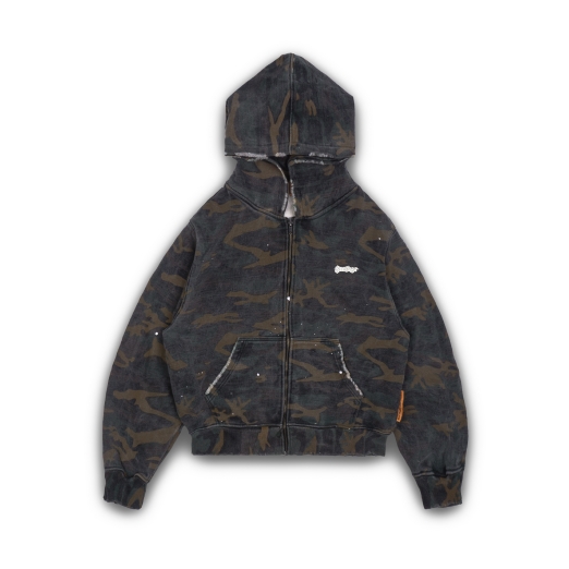 LOGO WASHED HOODIE IN CAMO