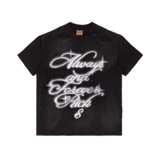 ALWAYS N FOREVER RICH SHORT SLEEVES WASHED TEE IN BLACK