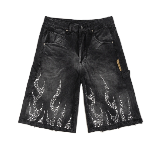 DIAMOND FLAME WASHED BAGGY SHORT IN GREY