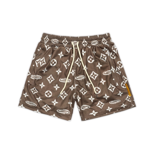 "PATTERN LOGO" MESH SHORT IN BROWN