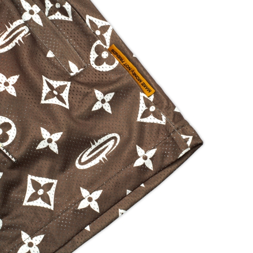"PATTERN LOGO" MESH SHORT IN BROWN