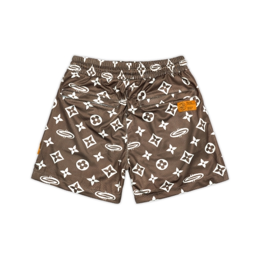 "PATTERN LOGO" MESH SHORT IN BROWN