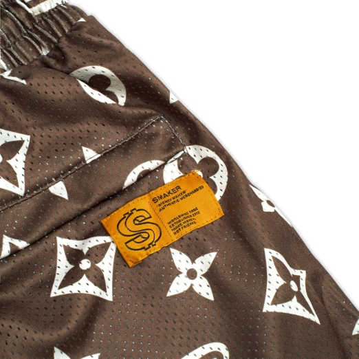 "PATTERN LOGO" MESH SHORT IN BROWN