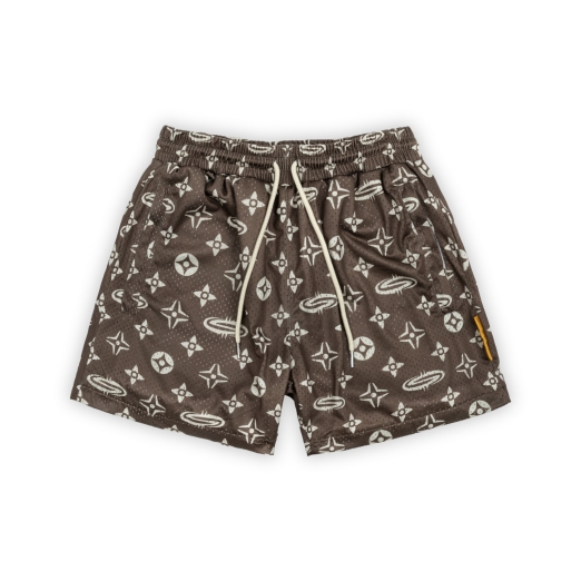 "PATTERN LOGO" MESH SHORT IN BROWN V2