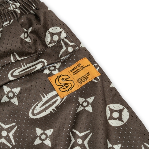 "PATTERN LOGO" MESH SHORT IN BROWN V2