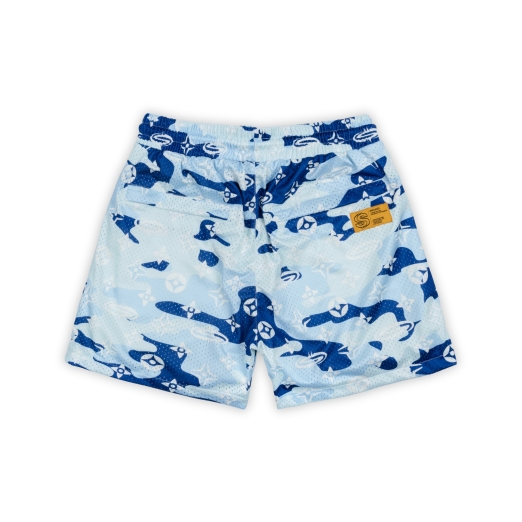 "PATTERN LOGO" MESH SHORT IN BLUE CAMO V2
