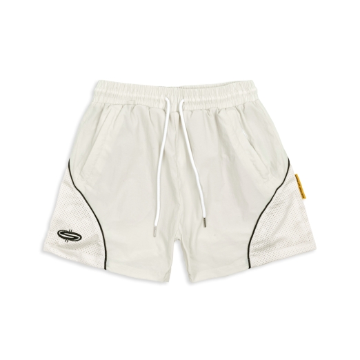 LOGO MESH NYLON SHORTS IN WHITE