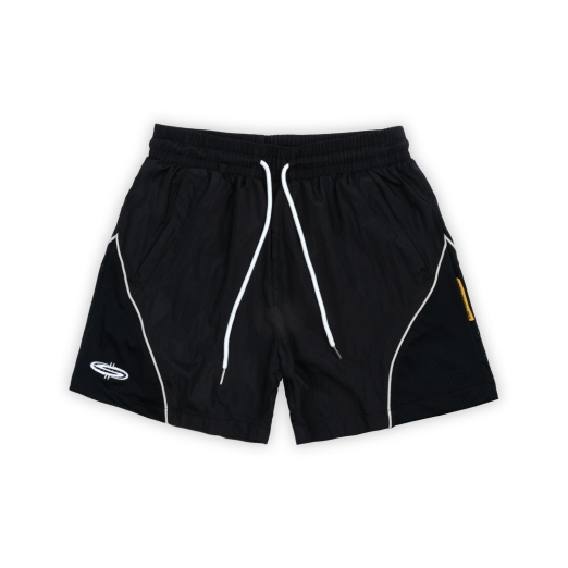 LOGO MESH NYLON SHORTS IN BLACK