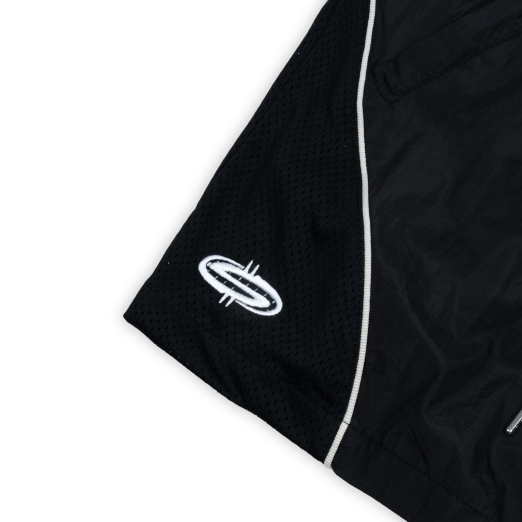 LOGO MESH NYLON SHORTS IN BLACK